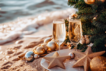 Celebrating Christmas on a tropical beach.