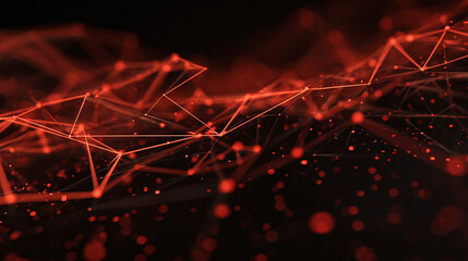 Abstract digital network, with interconnected points and lines, glowing red. The image features a network of data points, suggesting connectivity and complex systems
