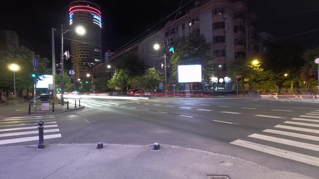 time lapse of traffic in belgrad road night street