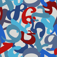 Obraz premium Overlapping hand drawn numbers pattern in blue and red ink for vibrant back to school design for student supplies