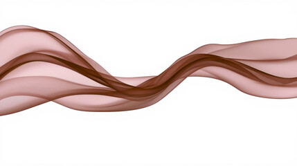 Brown Silk Ribbon Flowing Elegantly Across a White Canvas A Soft & Dynamic Design Element