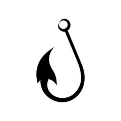 Simple angler hook silhouette vector illustration with white background for fishing equipment and outdoor recreation design concept artwork 