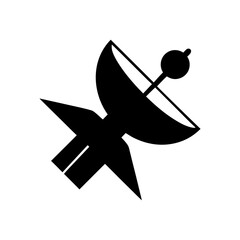 Minimal satellite silhouette vector illustration with white background for communication technology and space science design artwork 