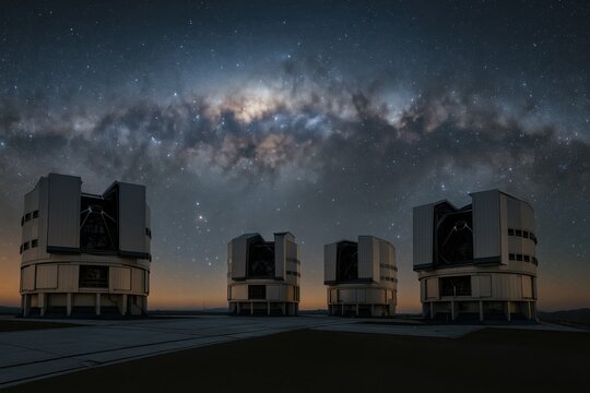 Astronomical observatories under a star-studded night, providing insights into cosmic wonders