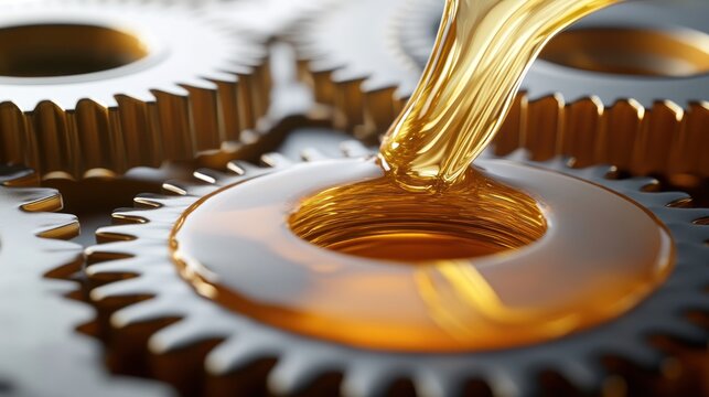 Golden oil pours into gears