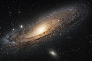 Fototapeta premium Andromeda galaxy showcasing its stunning spiral structure and stellar composition