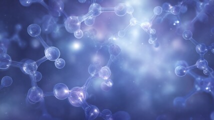 Glowing molecular network with amber and blue tones. AI image