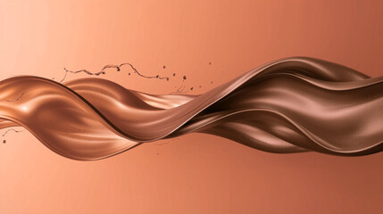 Luxurious chocolate liquid wave, rich and creamy texture in motion, elegant splash design, sweet dessert indulgence, delectable treat, smooth flowing graphic