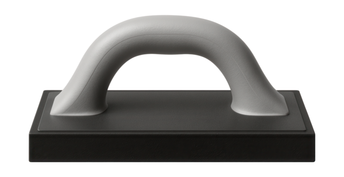 Ergonomic grout float with a curved handle for comfortable, long-lasting use in flooring.