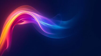 Vibrant neon light trails gracefully flowing in abstract curves across a dark backdrop, creating a dynamic, energetic glow with a modern, futuristic aesthetic