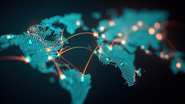 Digital world map with global connections - Powered by Adobe