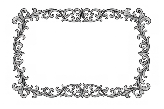 Ornate silver rococo frame, vintage decorative filigree border, elegant classic baroque design with transparent background - Powered by Adobe