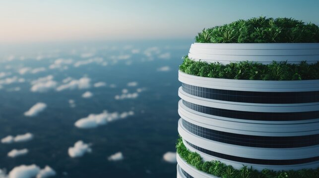 Futuristic eco city design showcasing a sustainable and innovative urban future with renewable energy green buildings and a harmonious of nature and technology