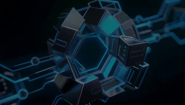 Abstract digital sphere with glowing lines