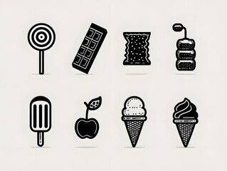 Candy vector icon set in thin line style