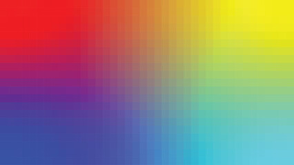 Pixelated color gradient from red to blue and green
