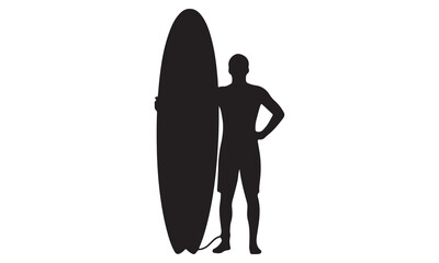 Six surfer silhouettes in action silhouette