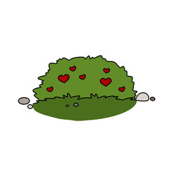 A cartoon drawing of a bush with hearts on it