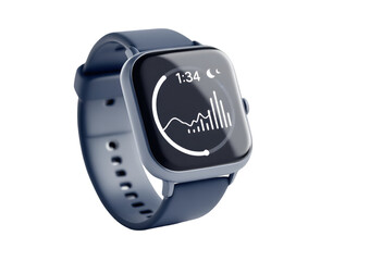 Fototapeta premium Smartwatch with Digital Display Showing Heart Rate and Activity Data on Transparent Background