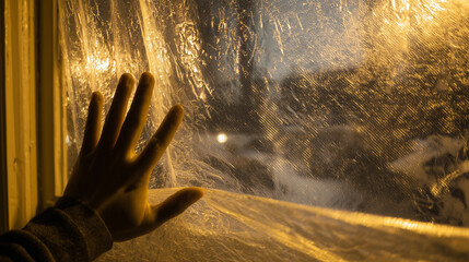 First Person View Taping Plastic Over Window for Storm