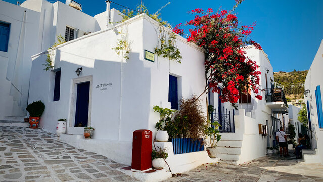 Fototapeta street in Paros village, greece