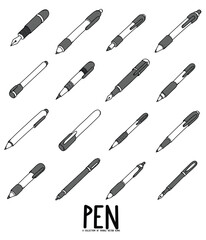 Pen Doodle vector icon set. Drawing sketch illustration hand drawn line eps10