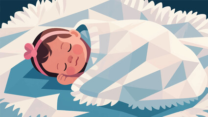Illustration Of A Baby Sleeping With A Warm Blanket Vector Design Template