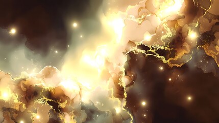 Abstract Golden Cloud Pattern on Dark Background for Artistic and Creative Design