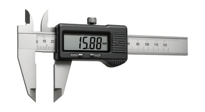 Digital caliper with LCD display for precise metric/imperial measurements in engineering