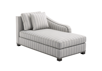 Modern striped daybed with cushions featuring clean lines and contemporary upholstery design, isolated on a transparent background