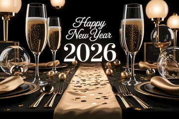 Elegant new year s eve celebration with champagne and decorations for 2026