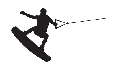 Wakeboarder performing a trick silhouette