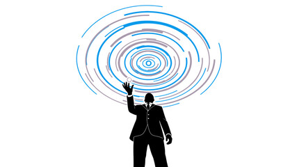 Businessman Harnessing Data and Technology in a Digital Vortex