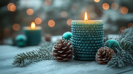 The first Sunday of Advent is an Advent candle with magical light. An Advent or Christmas backdrop with space for text.