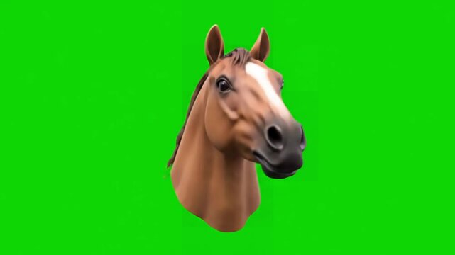 Office Humor with funny businessman in horse mask dance during break to cheer up colleagues at workplace on a green screen chroma key distortion, overlay, glitch, static noise, scan lines black