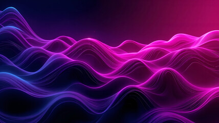 Fototapeta premium Abstract Futuristic Neon Pink and Blue Glowing Particle Waveform Lines on Dark Background, Perfect for Technology, Data Flow, Digital Music, and Cybersecurity Concepts