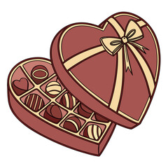 Heart shaped chocolate box with ribbon