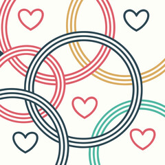 Interlocking circles and hearts pattern