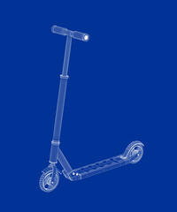 3D wire-frame model of kick scooter