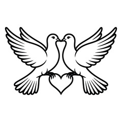 Two doves kissing forming a heart shape