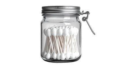 A realistic PNG of a glass jar filled with cotton swabs, clean and minimal.
Ideal for bathroom decor, hygiene themes, skincare branding, and organization visuals.