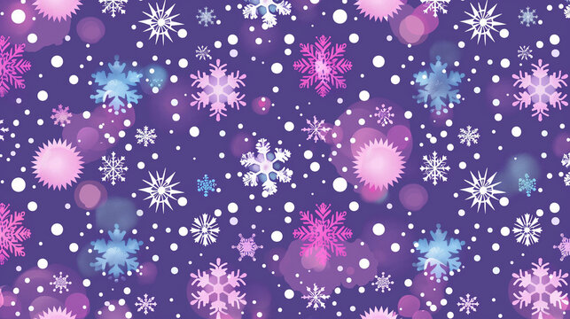 An abstract purple Christmas background adorned with delicate snowflakes.
