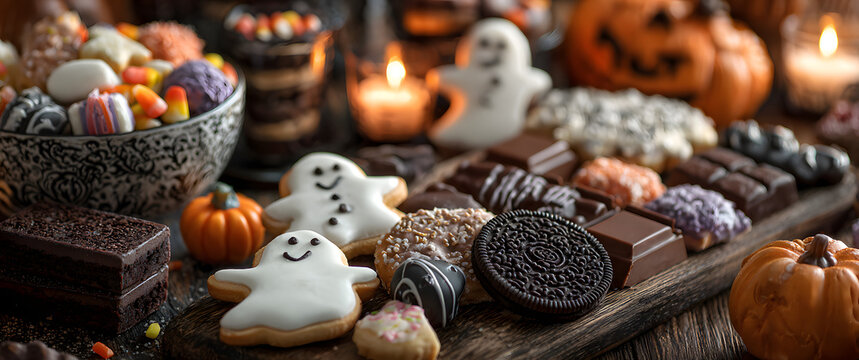 Halloween concept with cookies and candies - Powered by Adobe