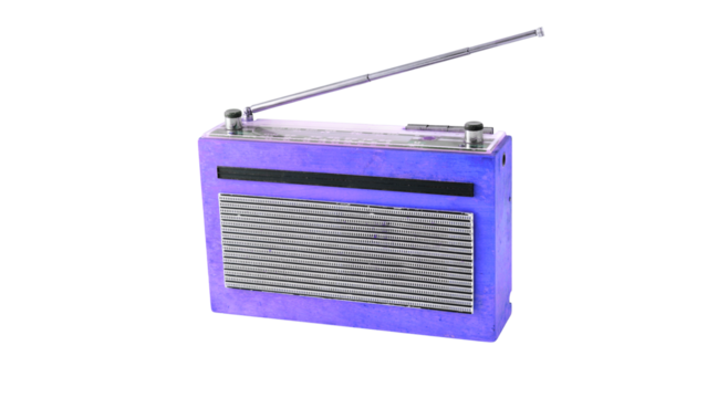 Vintage Radio Receiver with Antenna Isolated on Transparent Background for Retro Communication Concepts.