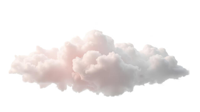 Fluffy cloud with soft pink hues, creating dreamy atmosphere. Ideal for backgrounds or artistic projects