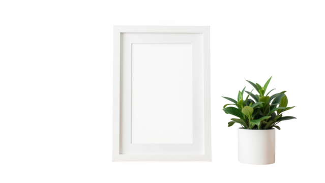 Empty frame white frame indoor plant decorative plant minimalist decor home interior modern design blank canvas