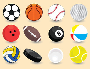 Fototapeta premium sport ball icon set balls for rugby baseball basketball