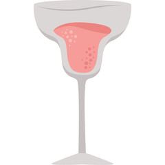 A pixel art margarita glass filled with pink liquid and bubbles on a white background isolated drink beverage alcoholic refreshment fruity cocktail glass simple flat design illustration