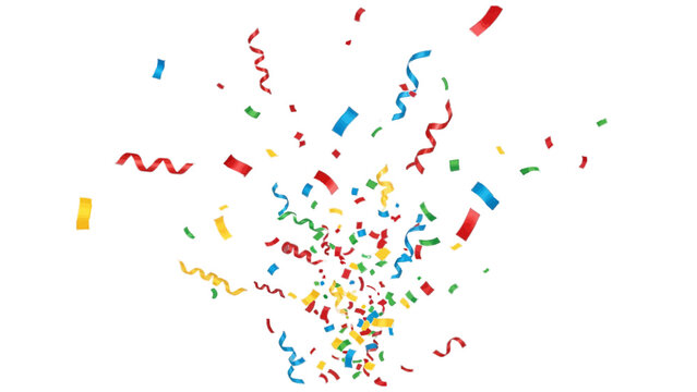 Vector illustration&nbsp;of colorful confetti and streamers exploding on a white background