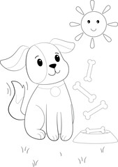 Vector illustration of a dog, pet, children's book illustration, coloring page